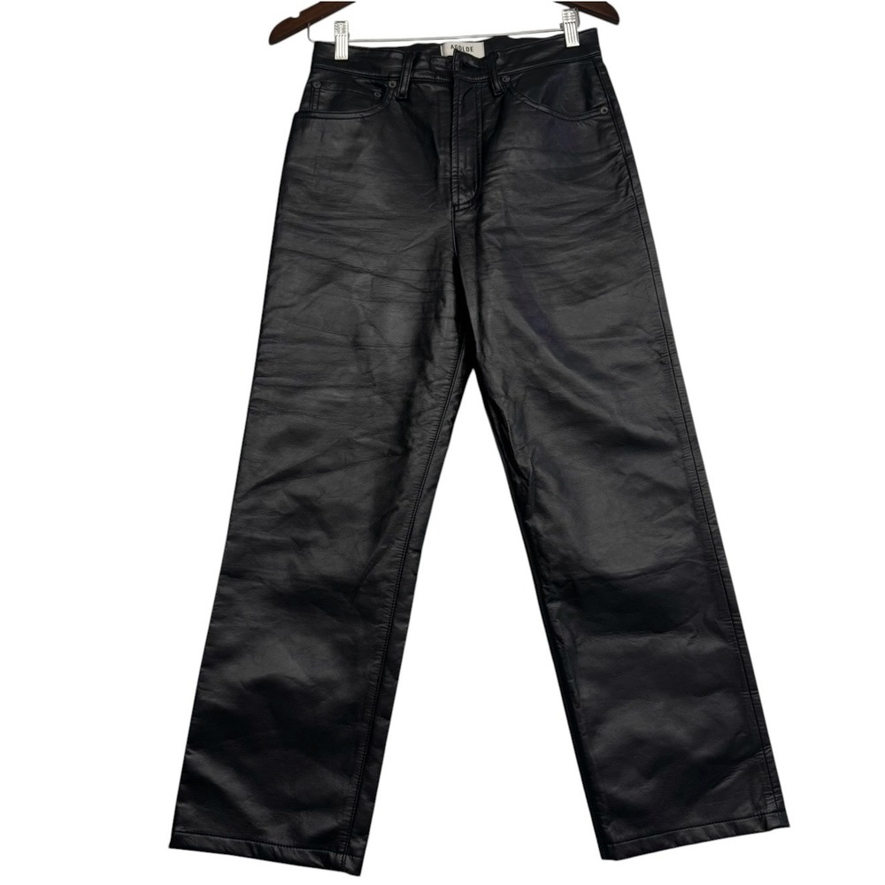 AGOLDE 90s Pinch Waist Recycled Leather Pants Black A164-1286 Size 26
#313